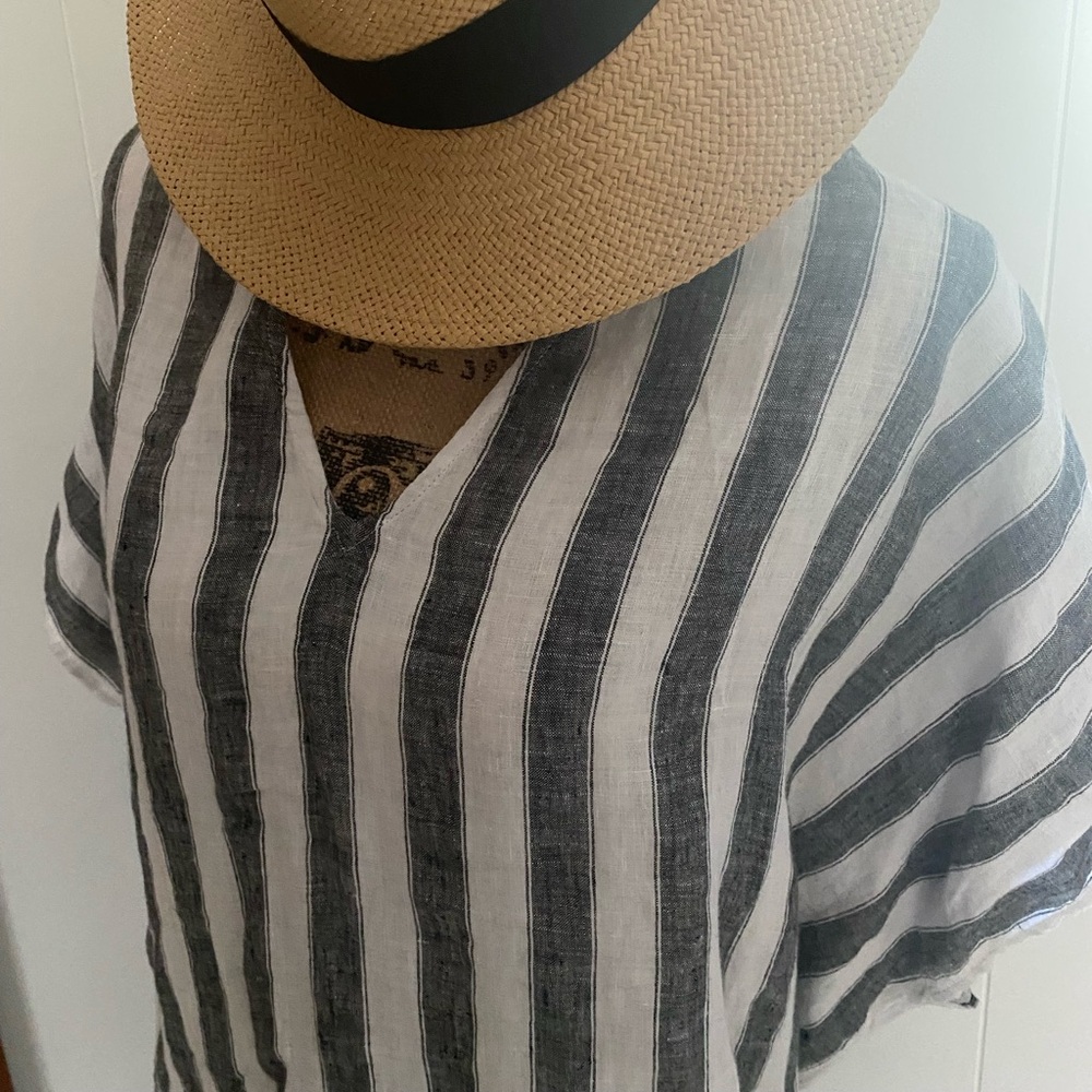 James Perse striped linen kaftan dress or beach cover up size S (1)